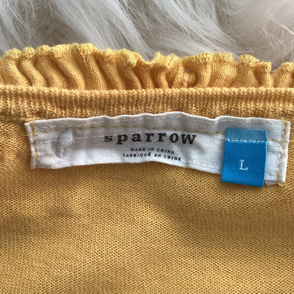 Anthropologie Yellow Ruffle-Trim Cardigan - Picture 5 of 7